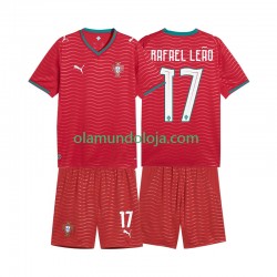 Camisola Portugal Rafael Leao 17 Criança Equipamento Primeiro Copa do Mundo 2026 Manga Curta